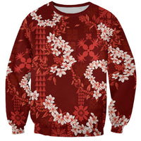 Mokihana Maile and Ilima Leis Sweatshirt Ulaʻula Hawaiian Tapa Quilt Pattern LT9 Unisex Red - Polynesian Pride