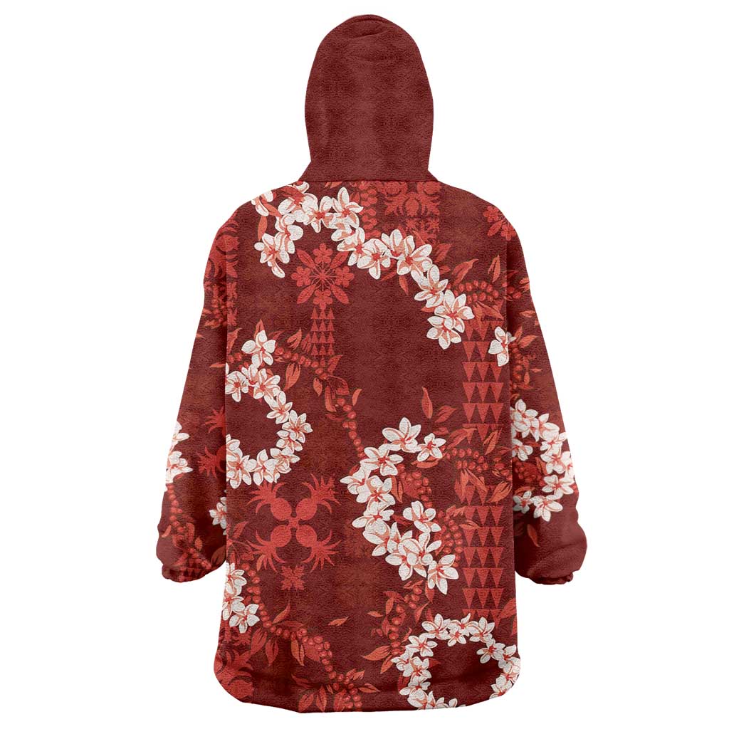 Mokihana Maile and Ilima Leis Wearable Blanket Hoodie Ulaʻula Hawaiian Tapa Quilt Pattern LT9 - Polynesian Pride