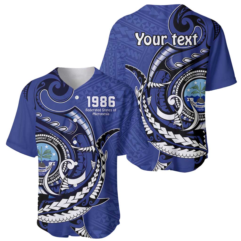 Personalized FSM 1986 Independence Day Baseball Jersey Polynesian Shark Tattoo Style LT9 - Polynesian Pride