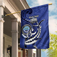 Personalized FSM 1986 Independence Day Garden Flag Polynesian Shark Tattoo Style LT9 House Flag Blue - Polynesian Pride