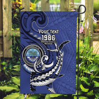 Personalized FSM 1986 Independence Day Garden Flag Polynesian Shark Tattoo Style LT9 Garden Flag Blue - Polynesian Pride