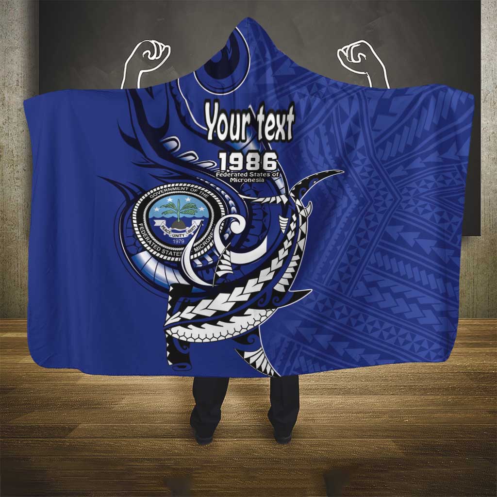 Personalized FSM 1986 Independence Day Hooded Blanket Polynesian Shark Tattoo Style LT9 - Polynesian Pride