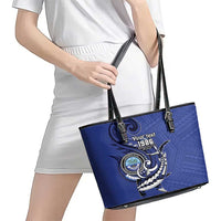 Personalized FSM 1986 Independence Day Leather Tote Bag Polynesian Shark Tattoo Style LT9 - Polynesian Pride