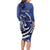 Personalized FSM 1986 Independence Day Long Sleeve Bodycon Dress Polynesian Shark Tattoo Style