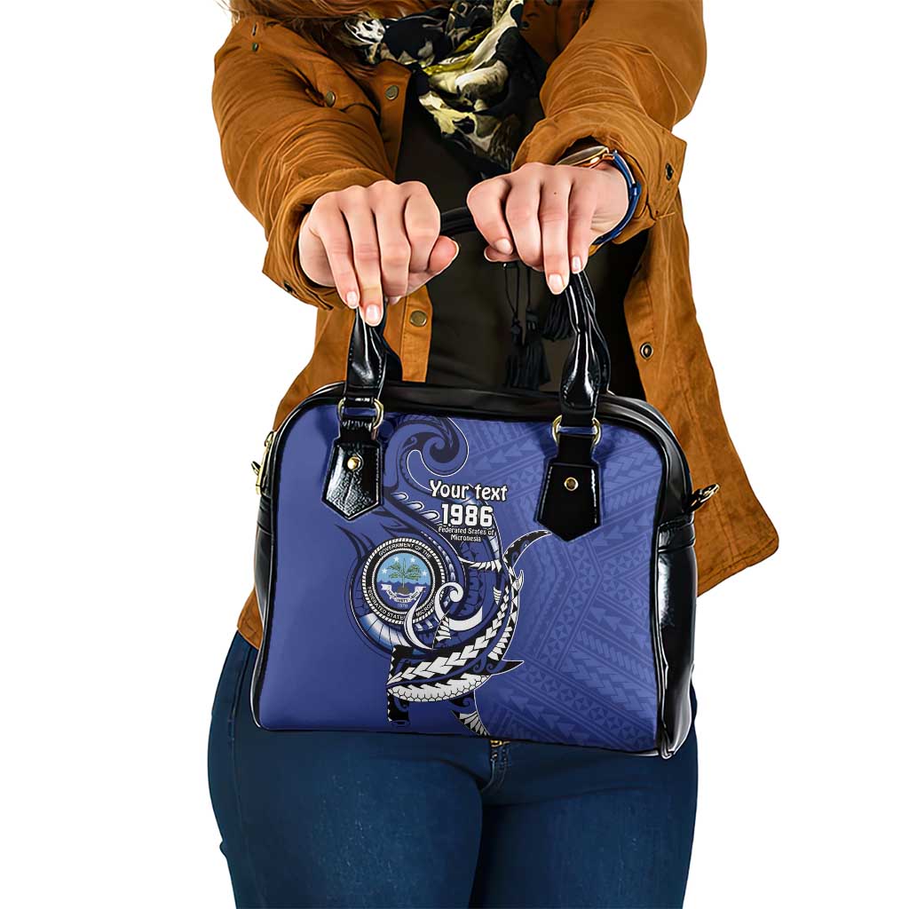 Personalized FSM 1986 Independence Day Shoulder Handbag Polynesian Shark Tattoo Style LT9 One Size Blue - Polynesian Pride