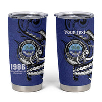 Personalized FSM 1986 Independence Day Tumbler Cup Polynesian Shark Tattoo Style LT9 Blue - Polynesian Pride