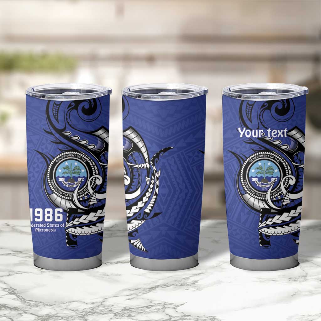 Personalized FSM 1986 Independence Day Tumbler Cup Polynesian Shark Tattoo Style LT9 - Polynesian Pride