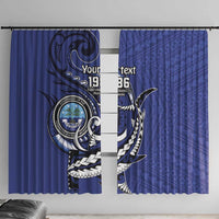 Personalized FSM 1986 Independence Day Window Curtain Polynesian Shark Tattoo Style LT9 With Hooks Blue - Polynesian Pride