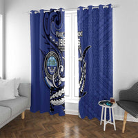 Personalized FSM 1986 Independence Day Window Curtain Polynesian Shark Tattoo Style LT9 With Grommets Blue - Polynesian Pride