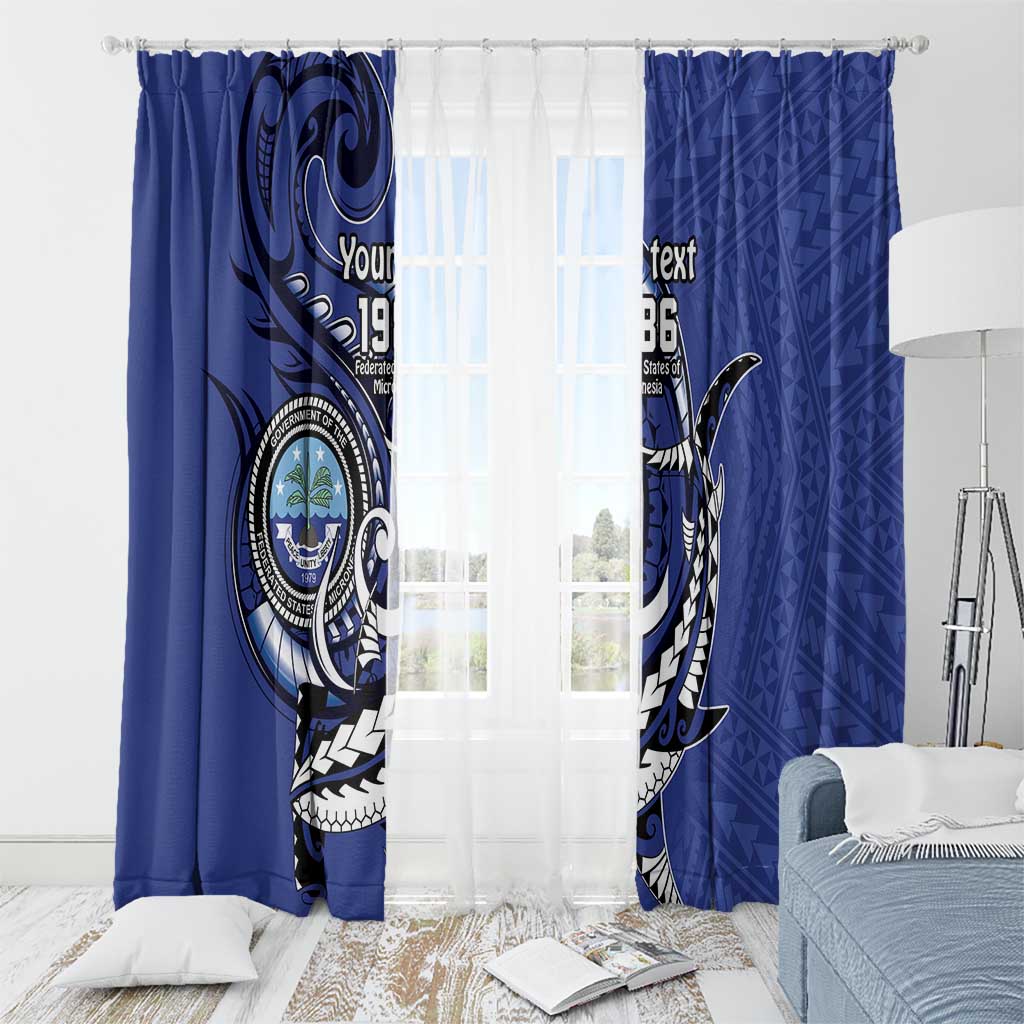 Personalized FSM 1986 Independence Day Window Curtain Polynesian Shark Tattoo Style LT9 - Polynesian Pride