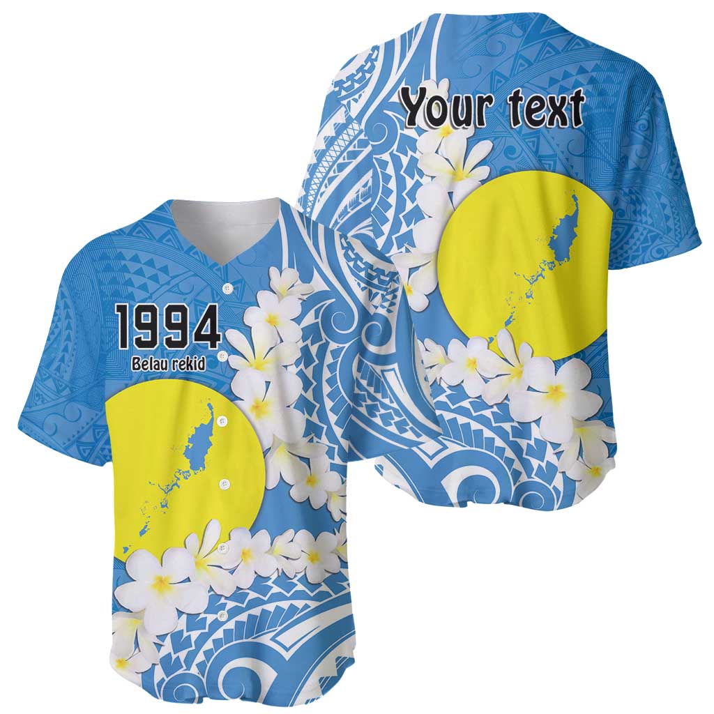 Personalized Palau 1994 Belau Rekid Baseball Jersey Polynesian Plumeria Style LT9 - Polynesian Pride
