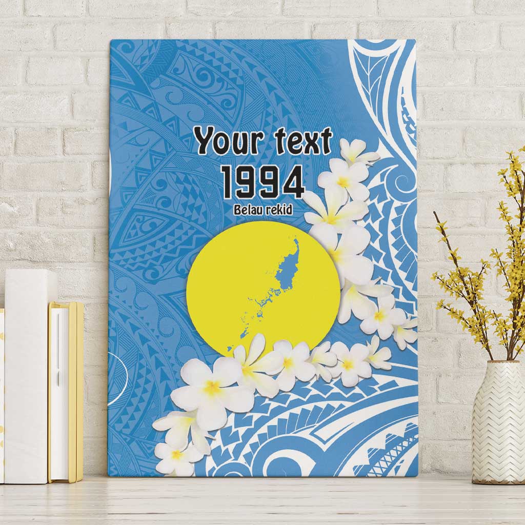 Personalized Palau 1994 Belau Rekid Canvas Wall Art Polynesian Plumeria Style LT9 Without Frame Blue - Polynesian Pride