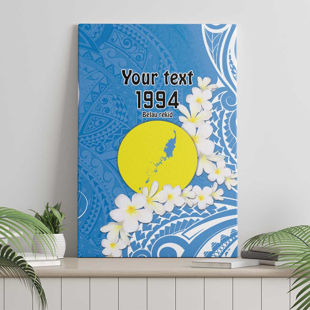 Personalized Palau 1994 Belau Rekid Canvas Wall Art Polynesian Plumeria Style LT9 - Polynesian Pride