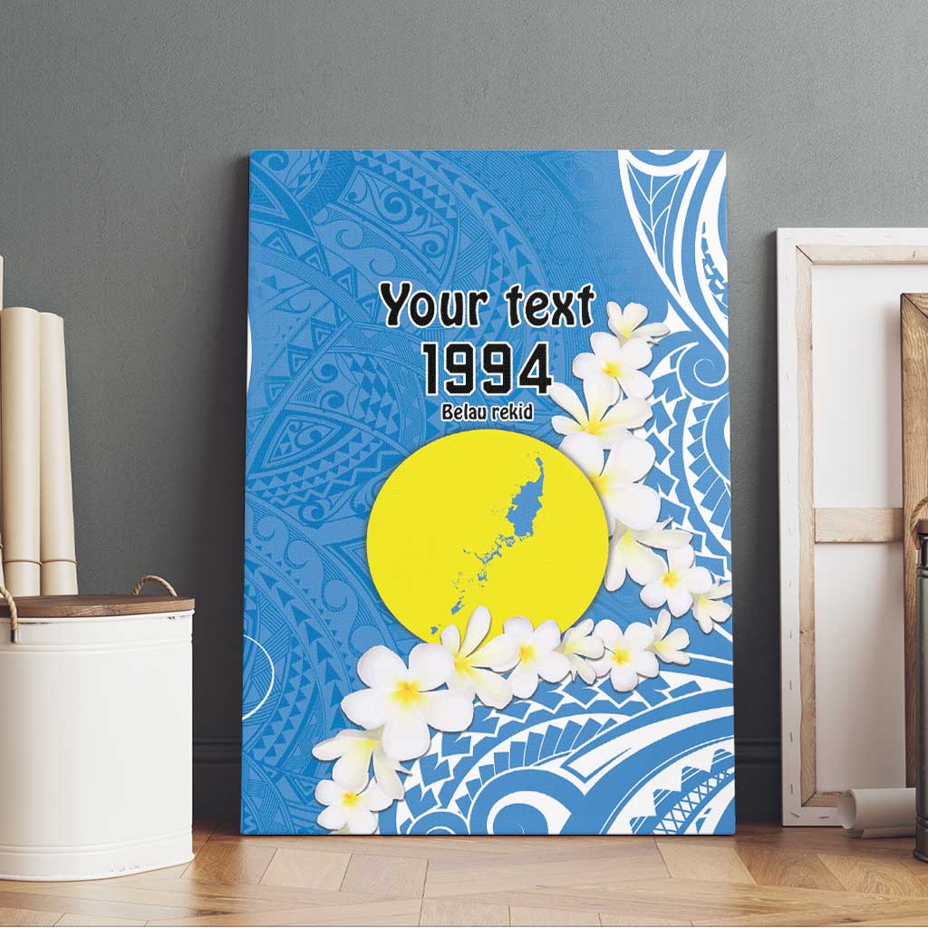 Personalized Palau 1994 Belau Rekid Canvas Wall Art Polynesian Plumeria Style LT9 - Polynesian Pride