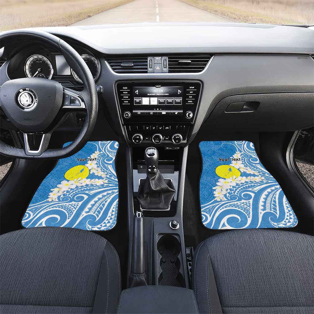 Personalized Palau 1994 Belau Rekid Car Mats Polynesian Plumeria Style LT9 Set 2pcs - Front Blue - Polynesian Pride
