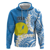 Personalized Palau 1994 Belau Rekid Hoodie Polynesian Plumeria Style LT9 Pullover Hoodie Blue - Polynesian Pride
