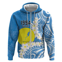 Personalized Palau 1994 Belau Rekid Hoodie Polynesian Plumeria Style LT9 Zip Hoodie Blue - Polynesian Pride