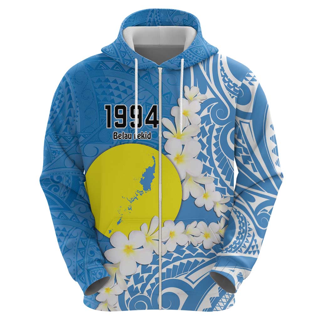 Personalized Palau 1994 Belau Rekid Hoodie Polynesian Plumeria Style LT9 - Polynesian Pride