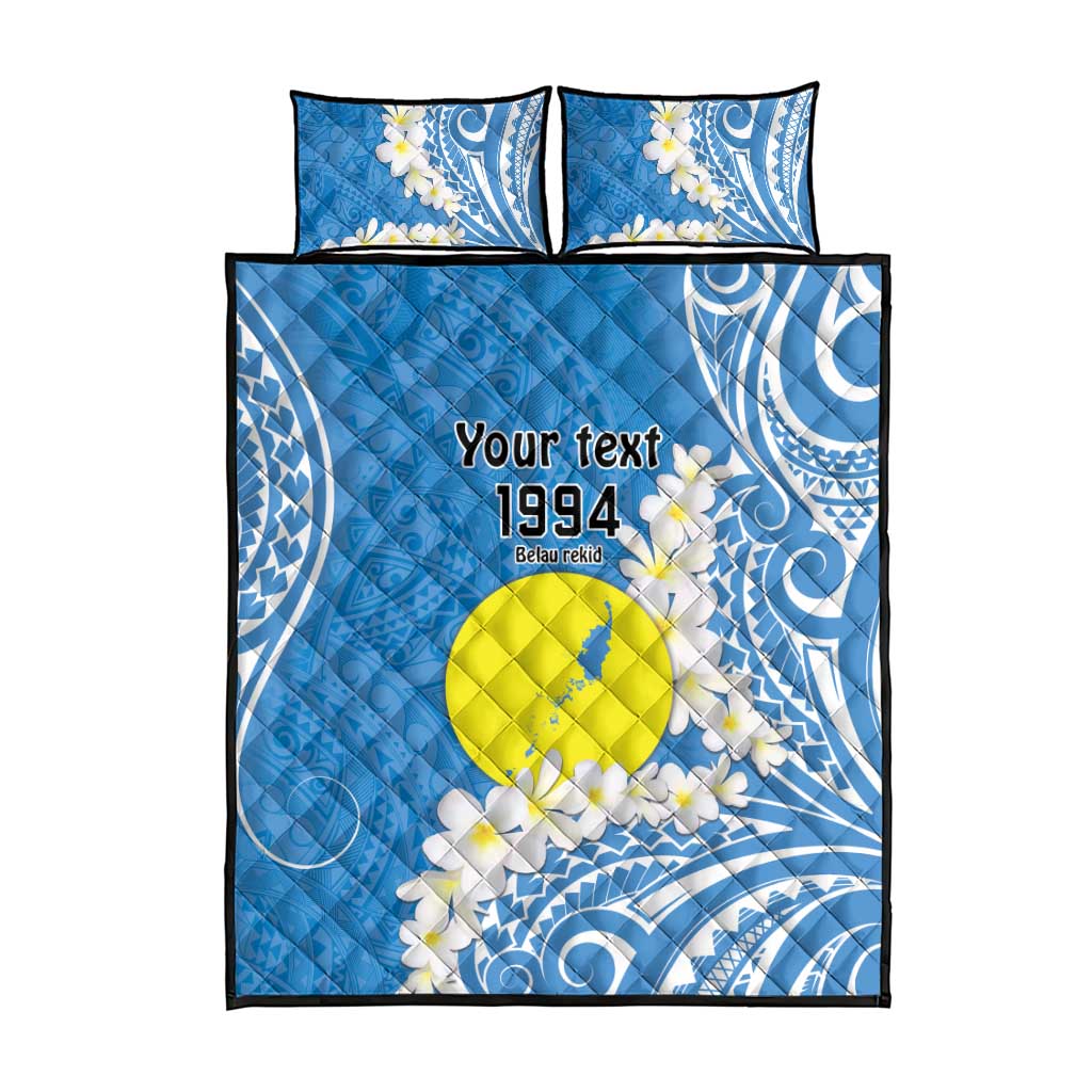 Personalized Palau 1994 Belau Rekid Quilt Bed Set Polynesian Plumeria Style LT9 - Polynesian Pride