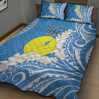Personalized Palau 1994 Belau Rekid Quilt Bed Set Polynesian Plumeria Style LT9 - Polynesian Pride