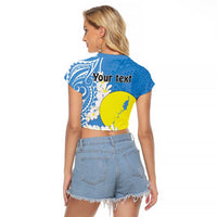Personalized Palau 1994 Belau Rekid Raglan Cropped T Shirt Polynesian Plumeria Style LT9 - Polynesian Pride