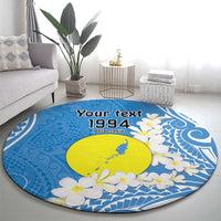 Personalized Palau 1994 Belau Rekid Round Carpet Polynesian Plumeria Style LT9 - Polynesian Pride