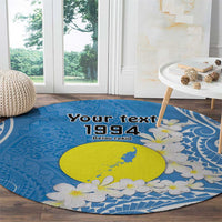 Personalized Palau 1994 Belau Rekid Round Carpet Polynesian Plumeria Style LT9 - Polynesian Pride