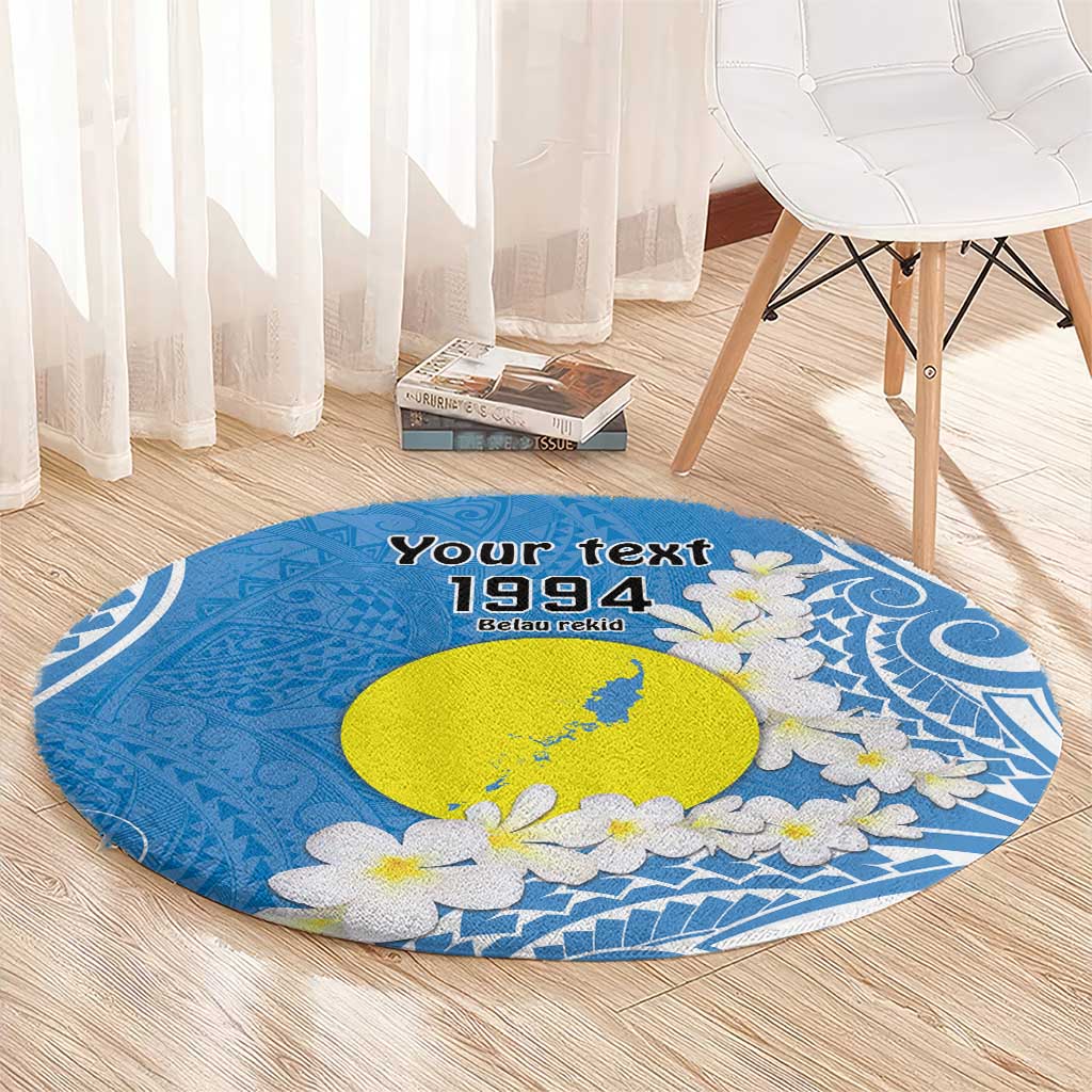 Personalized Palau 1994 Belau Rekid Round Carpet Polynesian Plumeria Style LT9 - Polynesian Pride