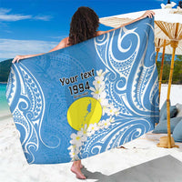Personalized Palau 1994 Belau Rekid Sarong Polynesian Plumeria Style LT9 One Size 44 x 66 inches Blue - Polynesian Pride