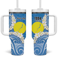 Personalized Palau 1994 Belau Rekid Tumbler With Handle Polynesian Plumeria Style LT9 One Size: 40 oz Blue - Polynesian Pride