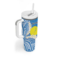 Personalized Palau 1994 Belau Rekid Tumbler With Handle Polynesian Plumeria Style LT9 - Polynesian Pride