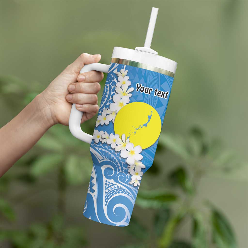 Personalized Palau 1994 Belau Rekid Tumbler With Handle Polynesian Plumeria Style LT9 - Polynesian Pride