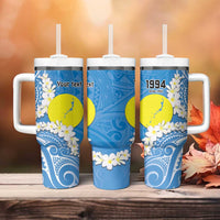 Personalized Palau 1994 Belau Rekid Tumbler With Handle Polynesian Plumeria Style LT9 - Polynesian Pride