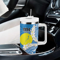 Personalized Palau 1994 Belau Rekid Tumbler With Handle Polynesian Plumeria Style LT9 - Polynesian Pride