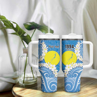Personalized Palau 1994 Belau Rekid Tumbler With Handle Polynesian Plumeria Style LT9 - Polynesian Pride