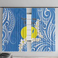 Personalized Palau 1994 Belau Rekid Window Curtain Polynesian Plumeria Style LT9 With Hooks Blue - Polynesian Pride