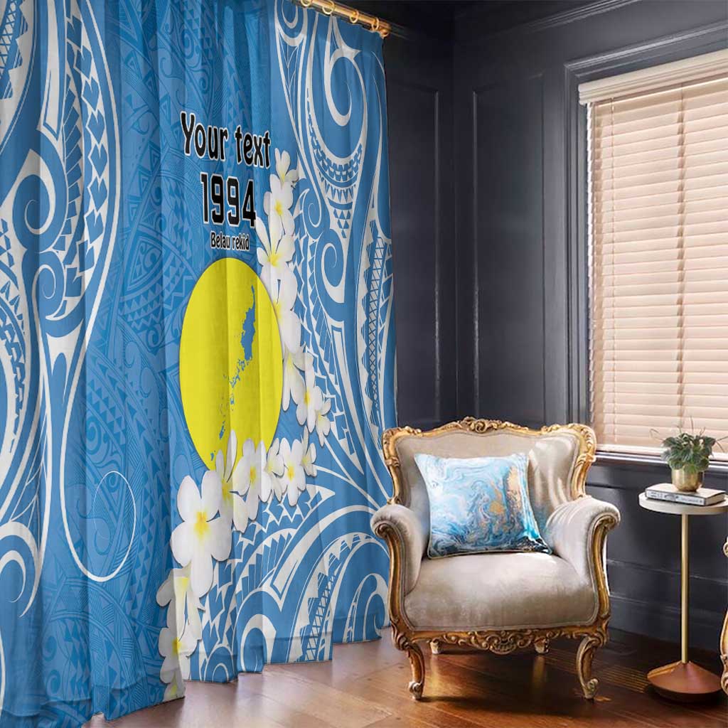 Personalized Palau 1994 Belau Rekid Window Curtain Polynesian Plumeria Style LT9 - Polynesian Pride