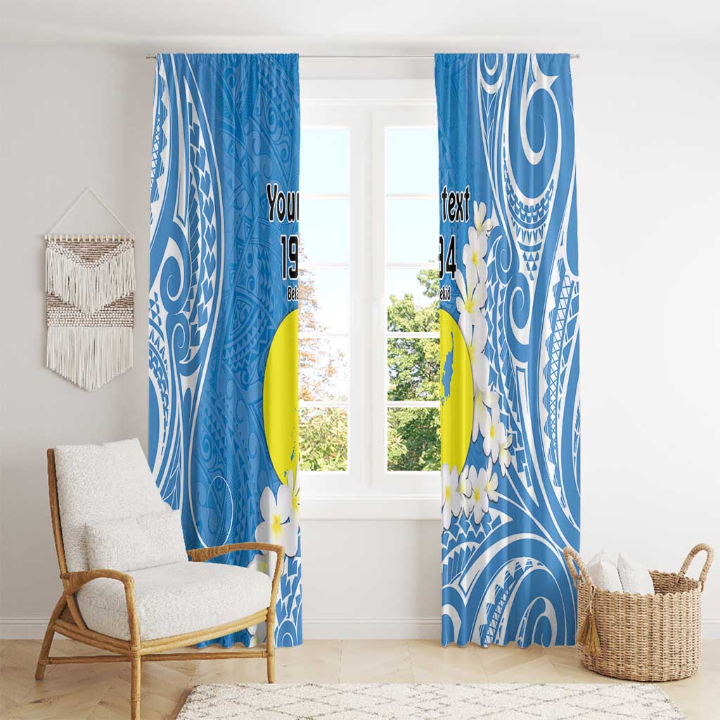 Personalized Palau 1994 Belau Rekid Window Curtain Polynesian Plumeria Style LT9 - Polynesian Pride