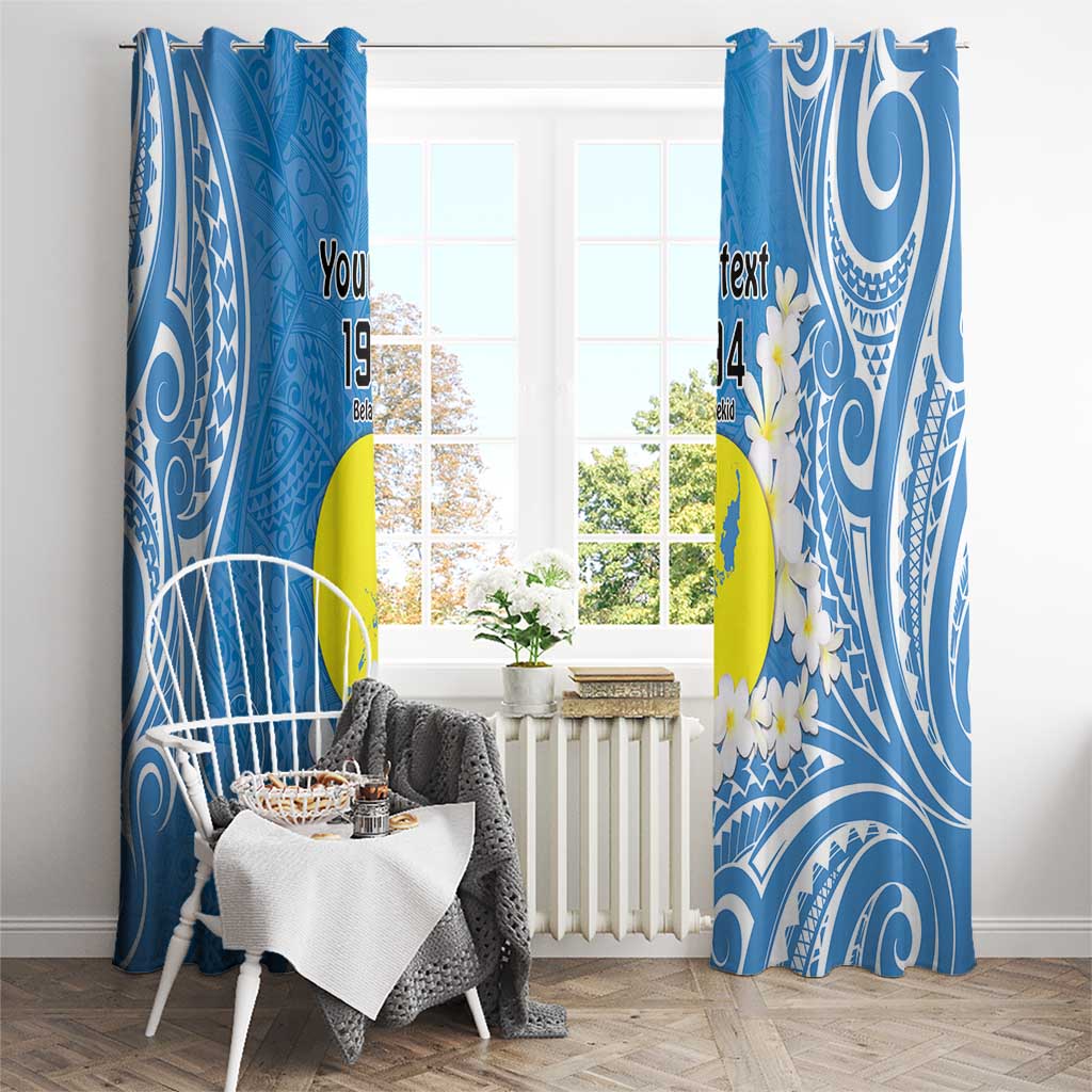Personalized Palau 1994 Belau Rekid Window Curtain Polynesian Plumeria Style LT9 - Polynesian Pride