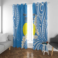 Personalized Palau 1994 Belau Rekid Window Curtain Polynesian Plumeria Style LT9 With Grommets Blue - Polynesian Pride