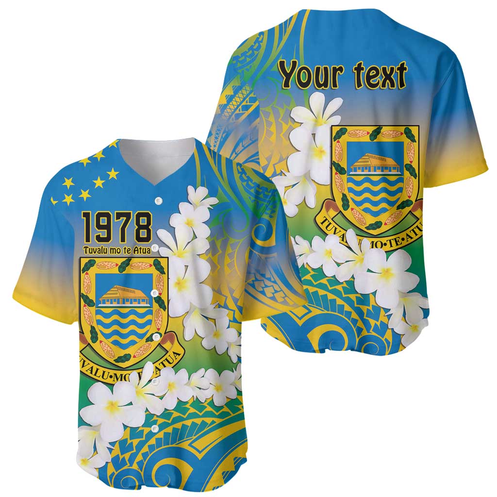 Personalised Tuvalu 1978 Independence Day Baseball Jersey Polynesian Plumeria Style LT9 - Polynesian Pride