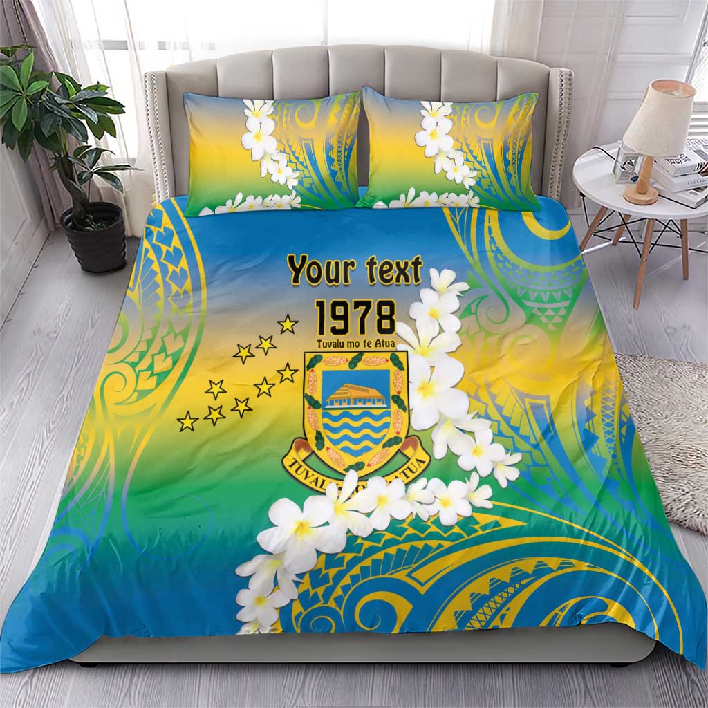 Personalised Tuvalu 1978 Independence Day Bedding Set Polynesian Plumeria Style LT9 - Polynesian Pride
