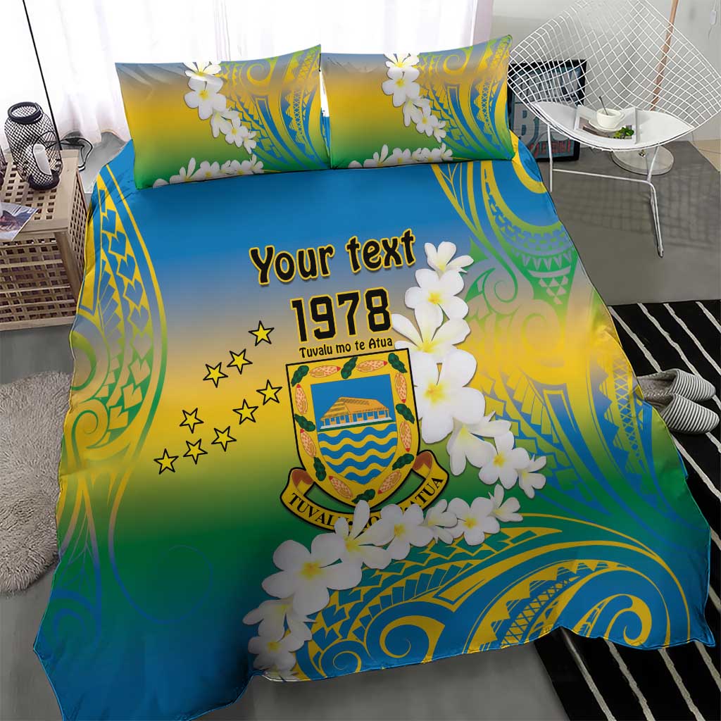Personalised Tuvalu 1978 Independence Day Bedding Set Polynesian Plumeria Style LT9 - Polynesian Pride