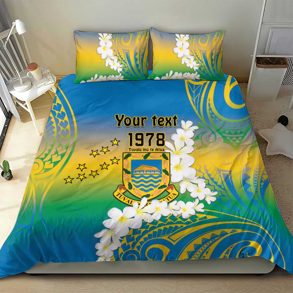Personalised Tuvalu 1978 Independence Day Bedding Set Polynesian Plumeria Style LT9 - Polynesian Pride