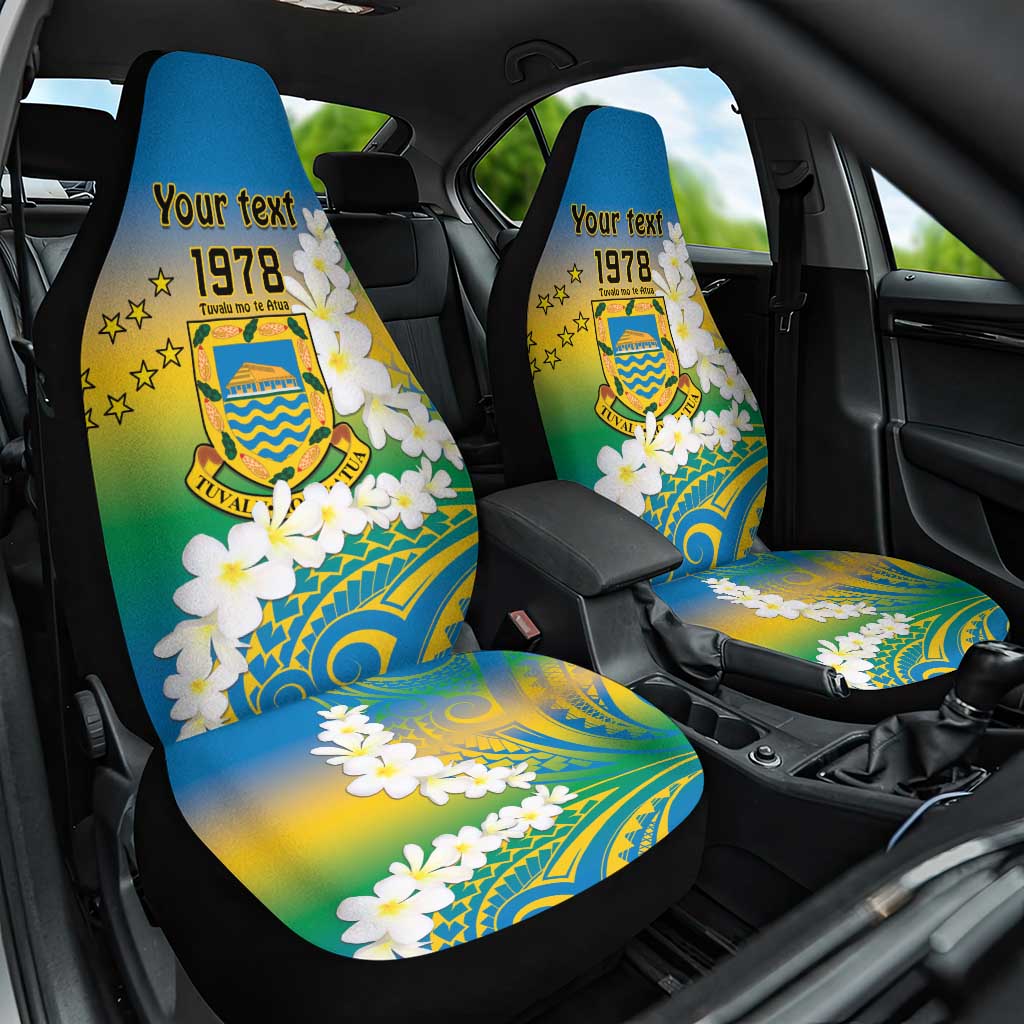 Personalised Tuvalu 1978 Independence Day Car Seat Cover Polynesian Plumeria Style LT9 One Size Gradient - Polynesian Pride