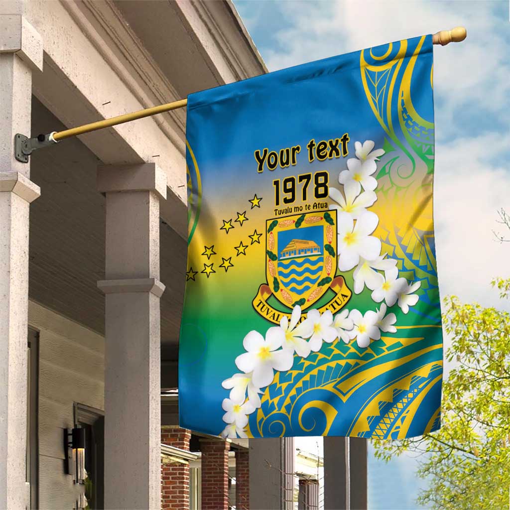 Personalised Tuvalu 1978 Independence Day Garden Flag Polynesian Plumeria Style LT9 House Flag Gradient - Polynesian Pride
