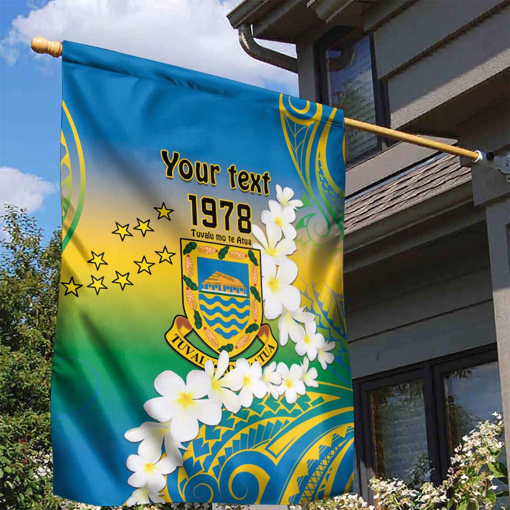 Personalised Tuvalu 1978 Independence Day Garden Flag Polynesian Plumeria Style LT9 - Polynesian Pride
