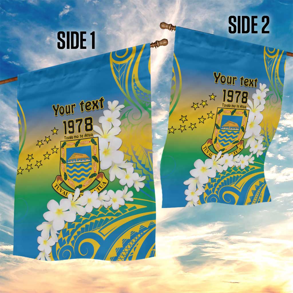 Personalised Tuvalu 1978 Independence Day Garden Flag Polynesian Plumeria Style LT9 - Polynesian Pride