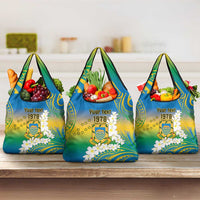 Personalised Tuvalu 1978 Independence Day Grocery Bag Polynesian Plumeria Style LT9 3-pack One Size Gradient - Polynesian Pride