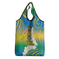 Personalised Tuvalu 1978 Independence Day Grocery Bag Polynesian Plumeria Style LT9 - Polynesian Pride
